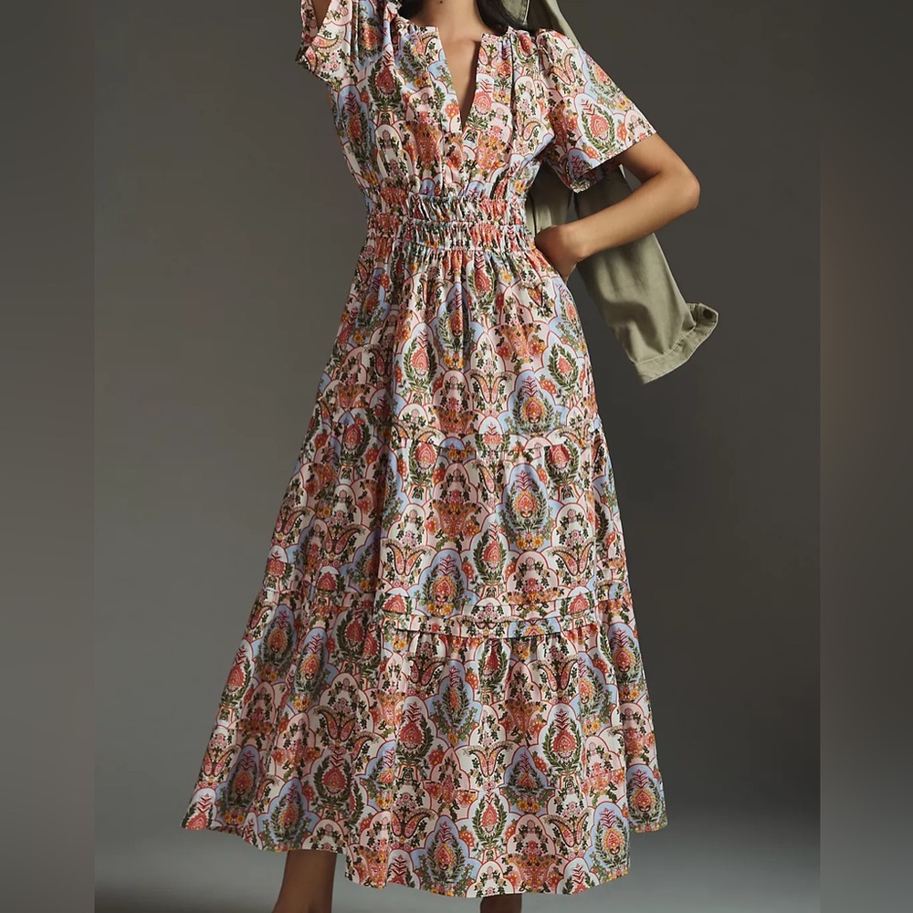 NWOT Anthropologie Multicolor Paisley Maxi Dress